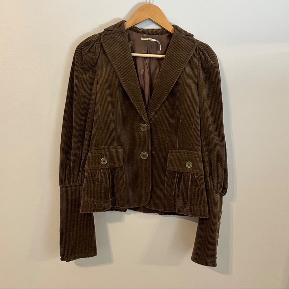 Max Studio Button Accent Puff Sleeve Corduroy Bla… - image 1